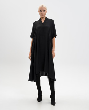 Balenciaga Black silk midi dress with logo pattern 725717TSN09