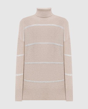 Brunello Cucinelli Beige wool sweater with sequins MSP710603P