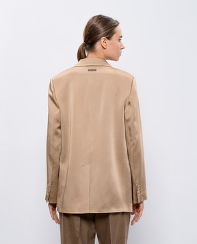 Peserico Beige jacket with monil chain E01100U04270