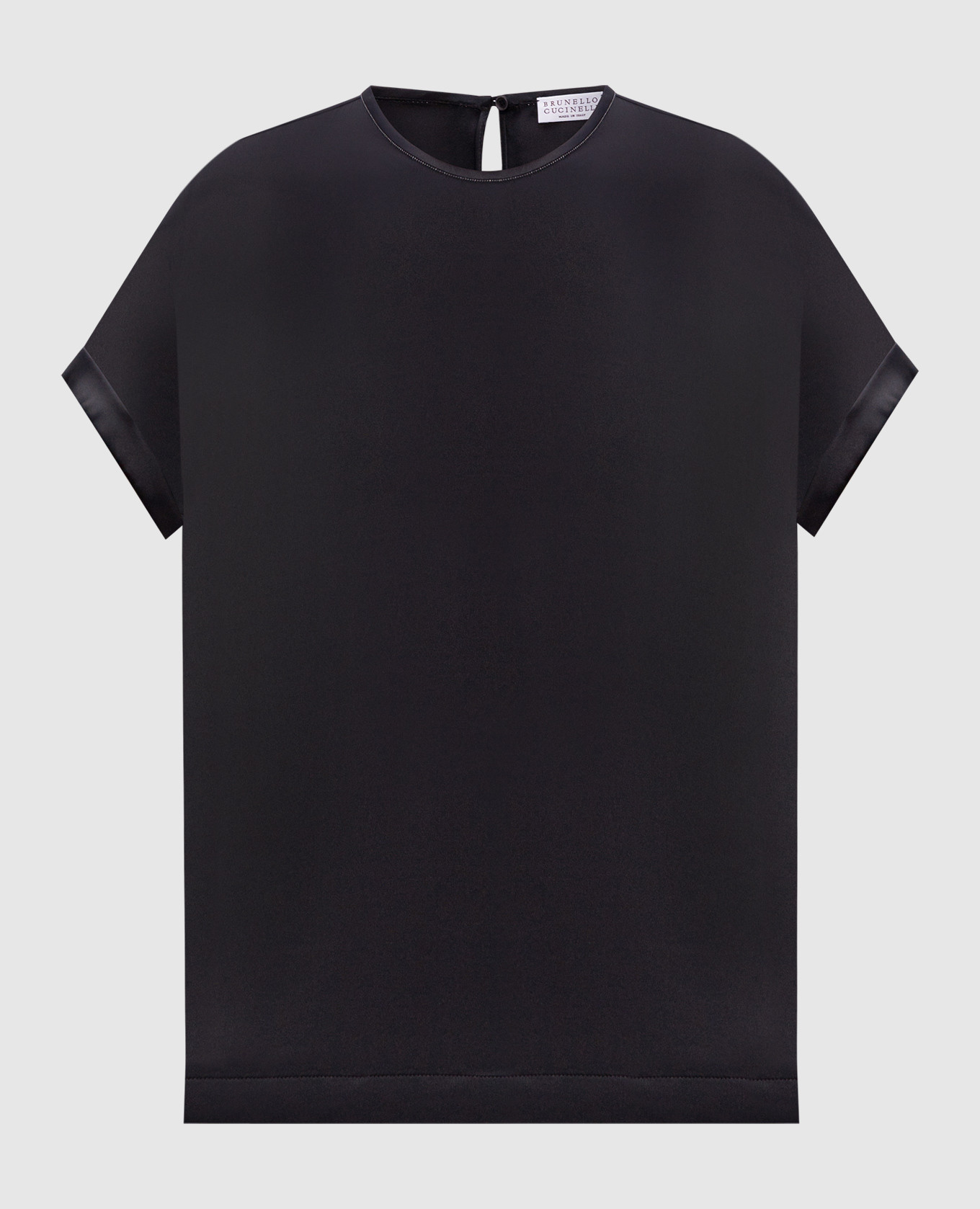 Black silk top with monil chain Brunello Cucinelli