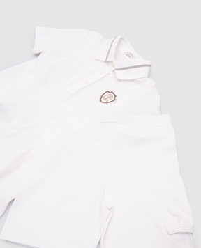 Brunello Cucinelli Children's white polo dress with logo patch BL944A319A