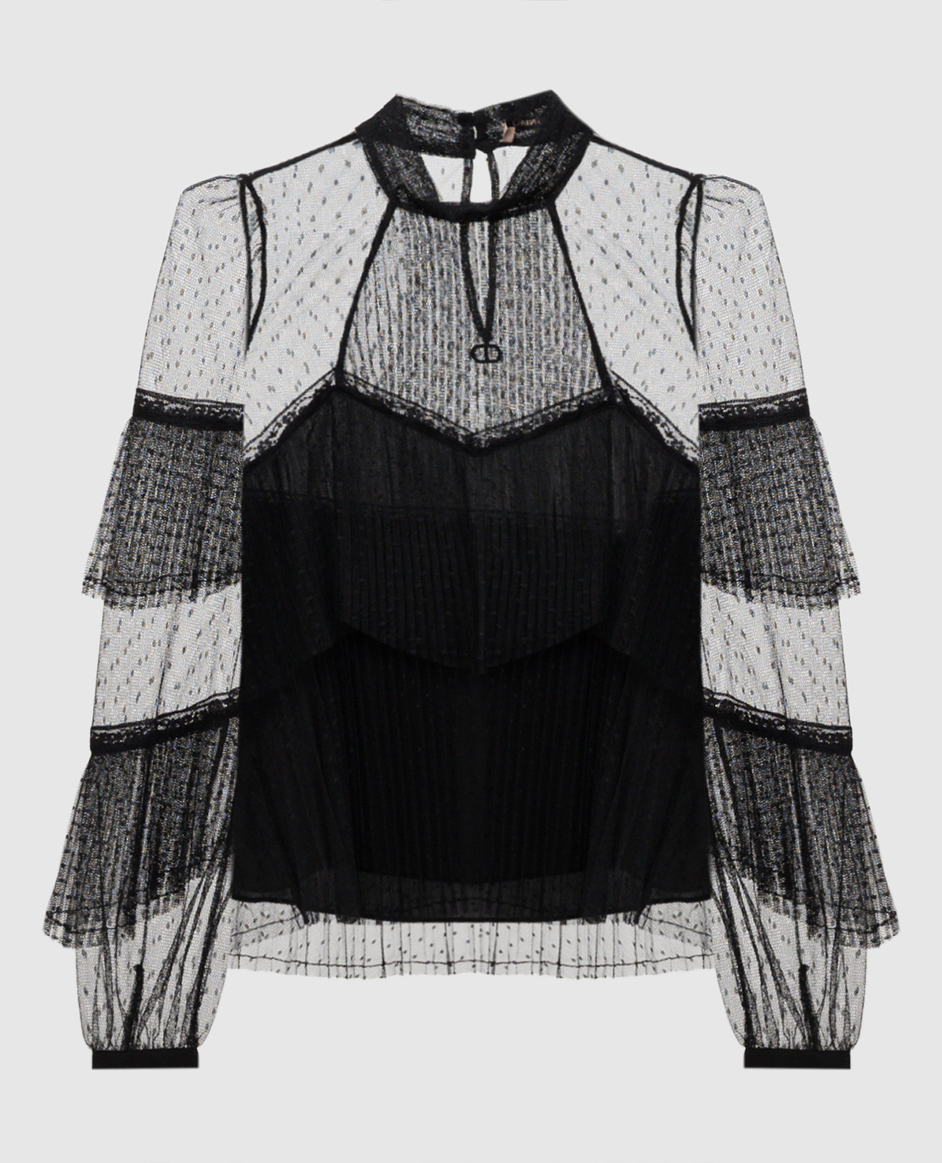 

Black mesh blouse with ruffles Twinset