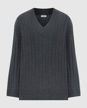 Brunello Cucinelli Gray ribbed cashmere pullover M12193402