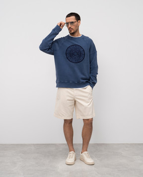 Balmain Blue sweatshirt with Coin embroidery EH1JS007BC89