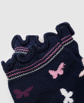 RiminiVeste Children's blue Ciocca socks with a pattern in the form of butterflies 3386
