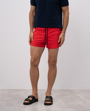 Vilebrequin Red swim shorts with logo patch MANH9E00