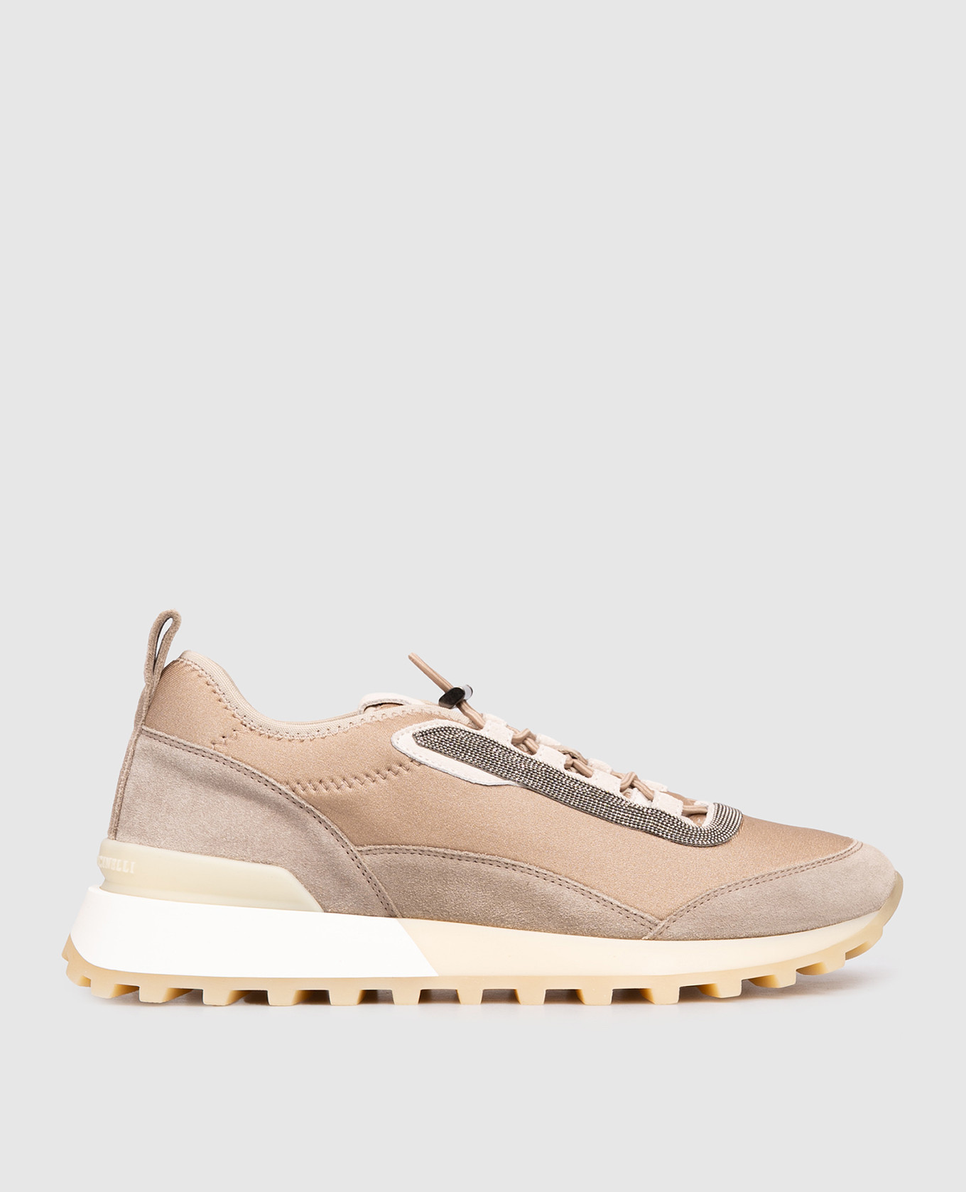 Beige combination sneakers with a monil chain Brunello Cucinelli