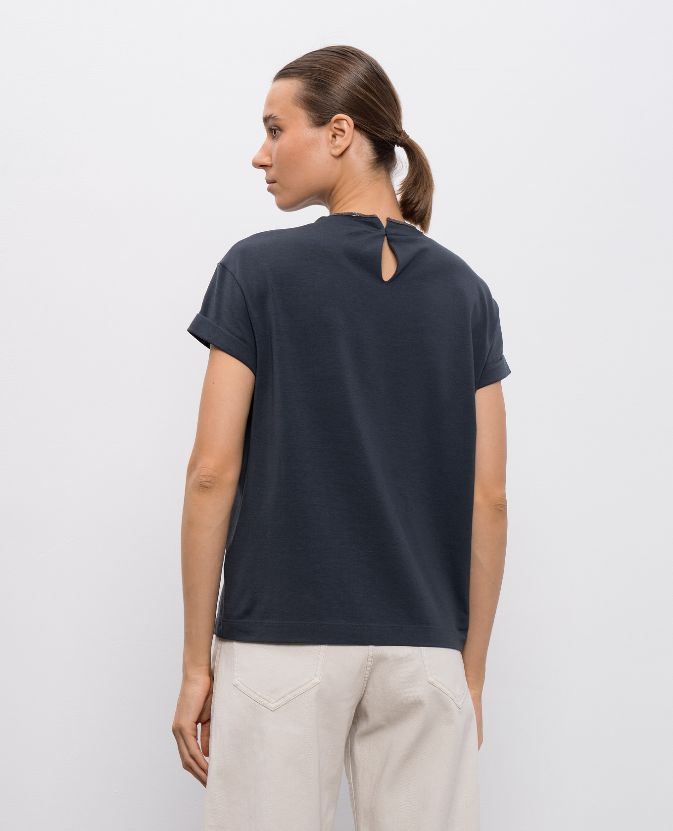 

Blue T-shirt with lapels Brunello Cucinelli