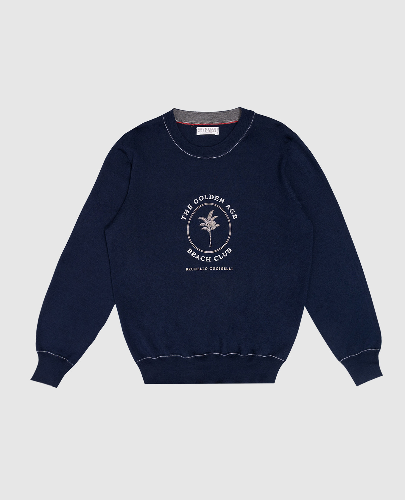 

Children's blue jumper made of wool and cashmere with a print Brunello Cucinelli