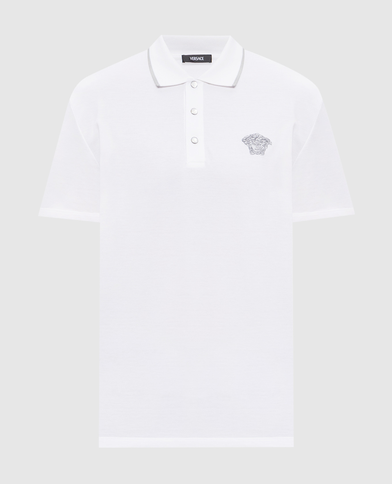 

White polo shirt with embroidered emblem Versace