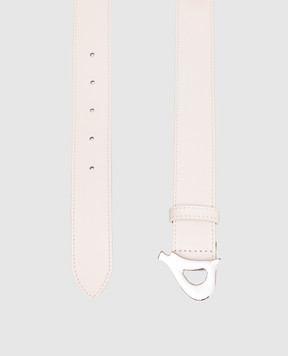 Dondup Beige leather belt with logo WC270PL0606DXXX