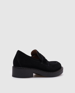 Babe Pay Pls Black suede loafers with logo 201201580V