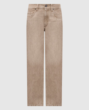 Brunello Cucinelli Beige jeans with logo patch MA095P4017