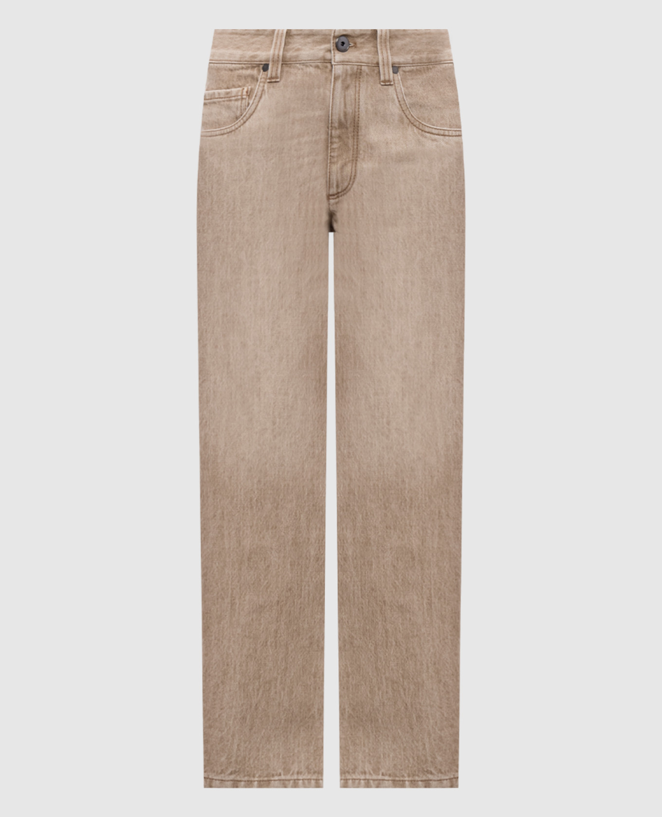 Beige jeans with logo patch Brunello Cucinelli