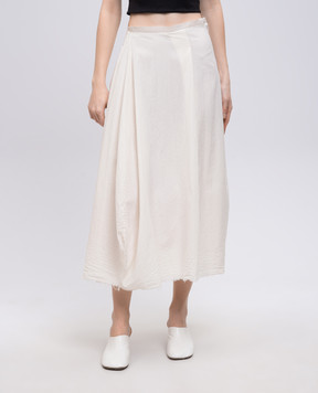Marc Le Bihan Beige midi skirt with bamboo and linen 2540BLANC