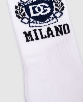 Dolce&Gabbana Children's white socks with a logo pattern LBKAE5JBCDM