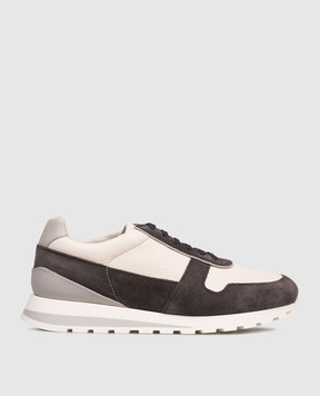 Brunello Cucinelli Leather sneakers with logo print MZUESLA289