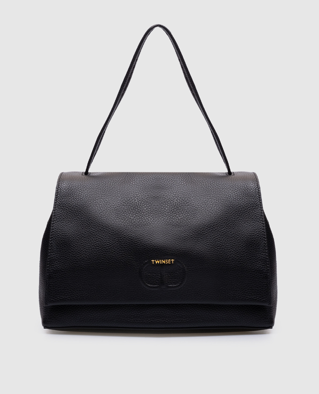 

Black leather bag with logo Twinset