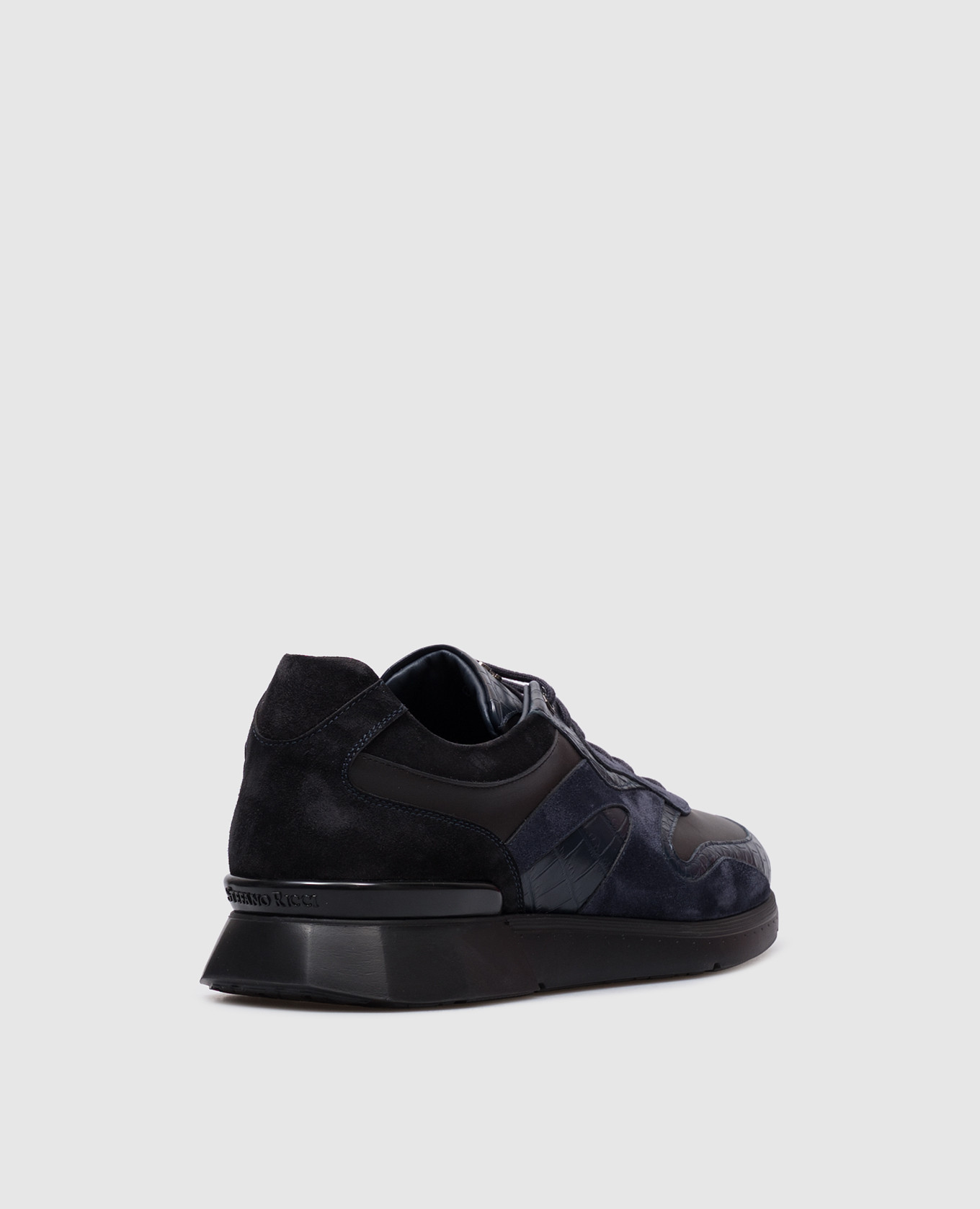 

Crocodile leather combo sneakers with monogram logo Stefano Ricci, Blue