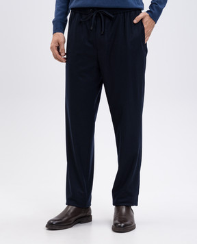 Moncler Blue cashmere pants with logo K20912A00017596LQ