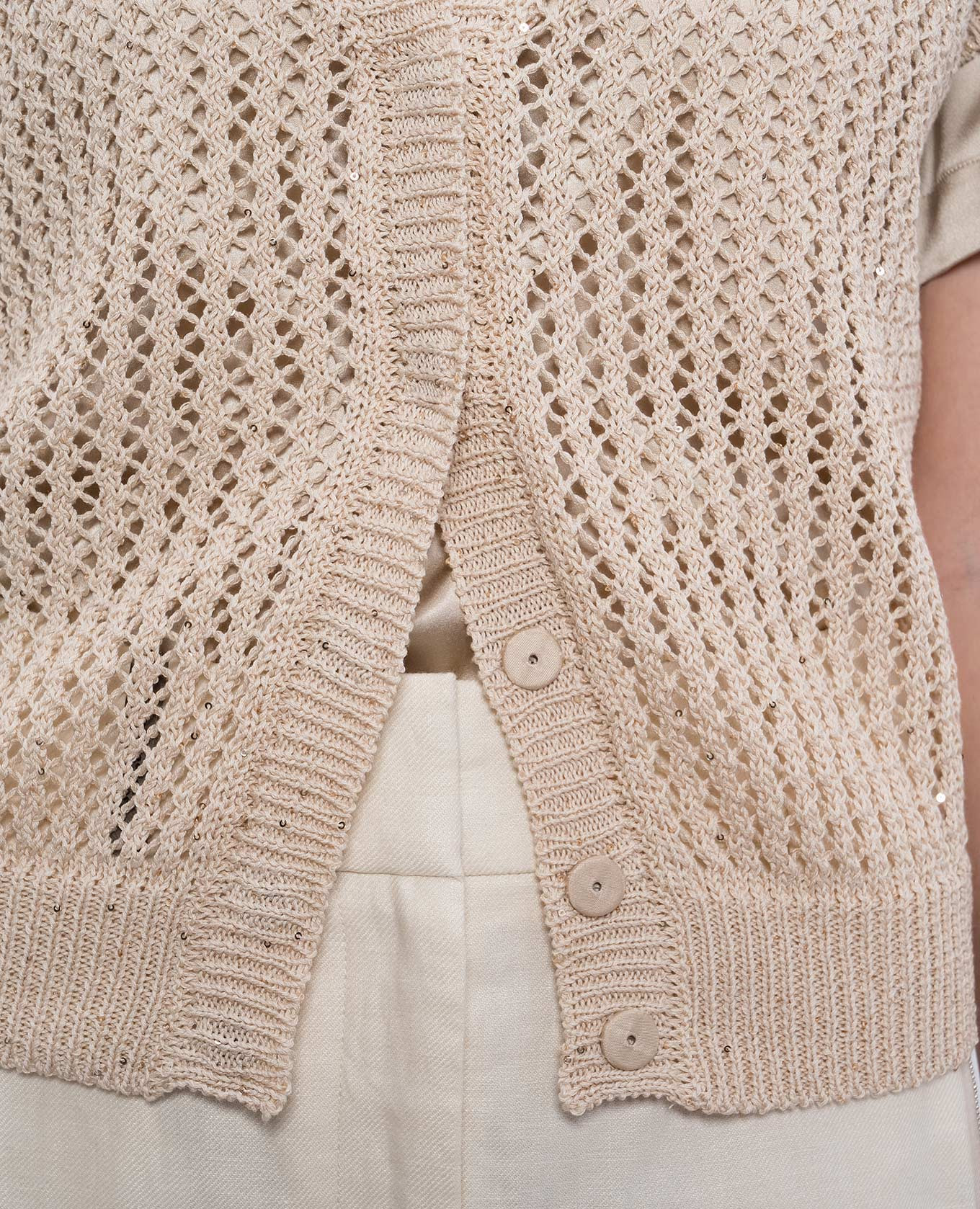 Beige openwork vest with sequins Peserico 5