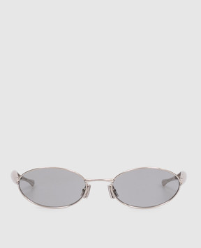 Bottega Veneta Silver Sardine Oval Sunglasses 821495V4450