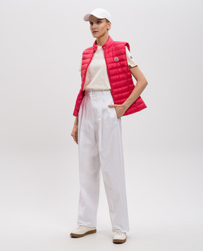 Moncler Pink quilted down vest with logo patch K10931A00067597YF
