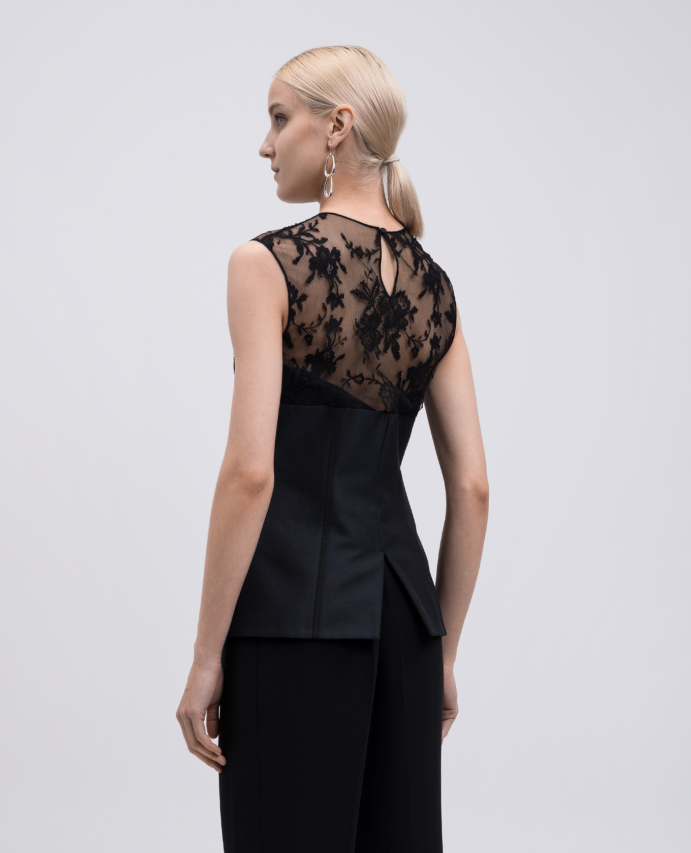 Black silk top with lace Alexander McQueen 4