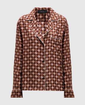 AMIRI Brown silk blouse with monogram logo print AWSTCA1025