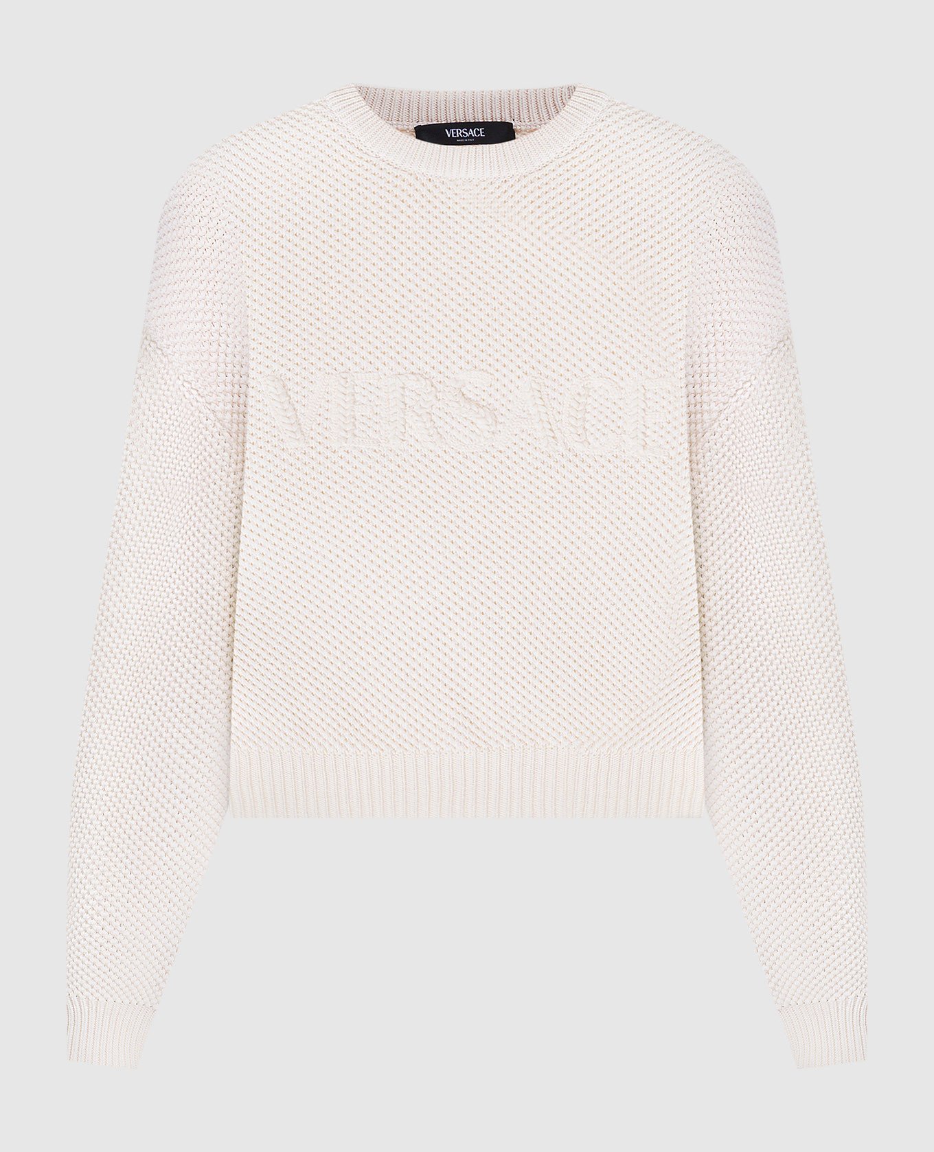 

Beige sweater with logo pattern Versace