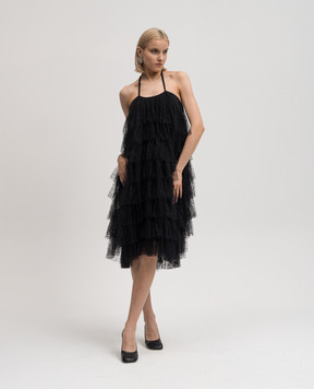 UMA WANG Alys black dress with lace UW5065