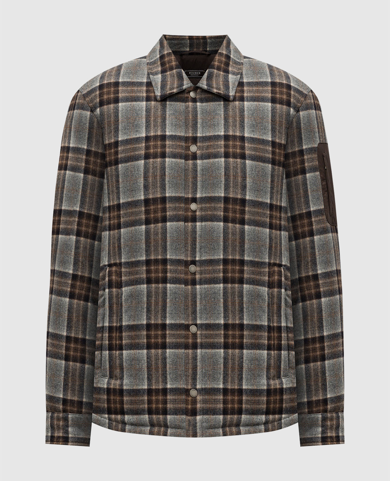 

Gray checkered down jacket with wool Peserico, Grey
