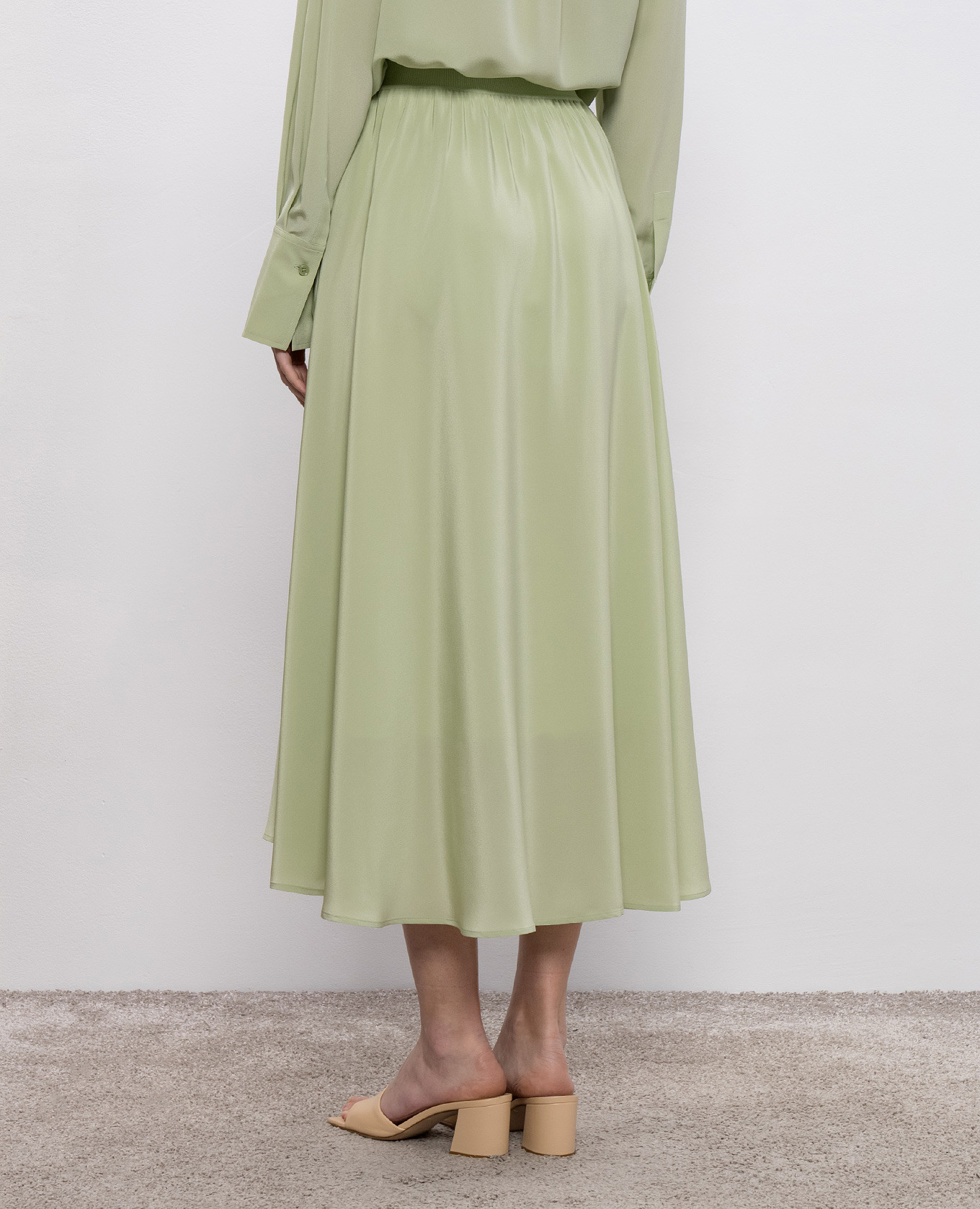 

Violet green silk midi skirt JOSEPH