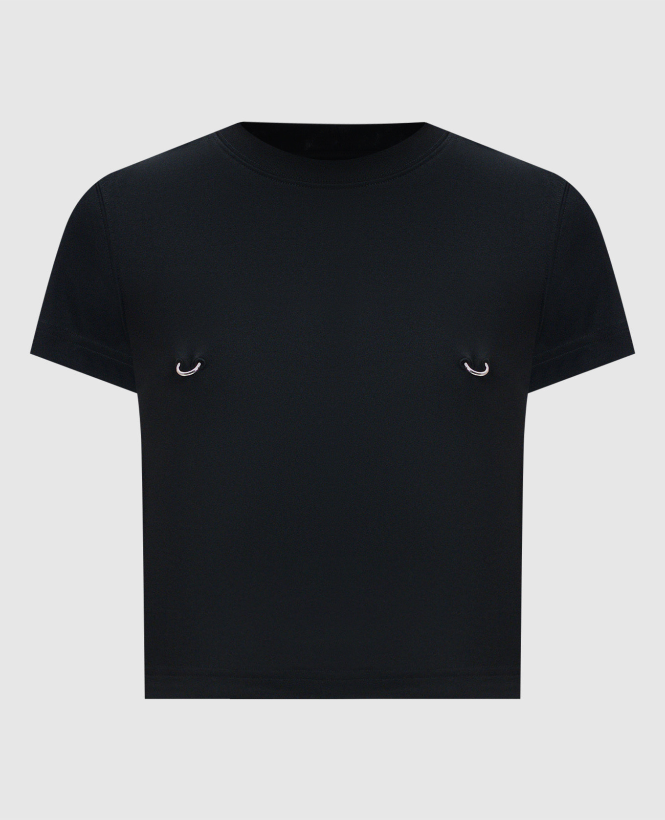 Black cropped t-shirt with logo emblem thierry mugler