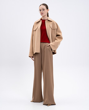 Max Mara FERNET beige wool trousers with logo FERNET