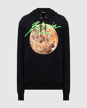 Balmain Black Universe printed hoodie EH0JT047GE78
