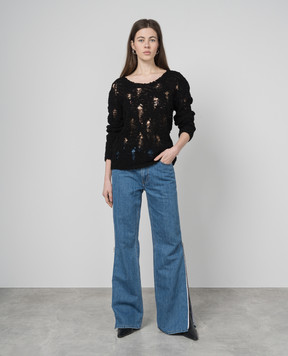 Gauchere Black openwork sweater with holes P12427730590