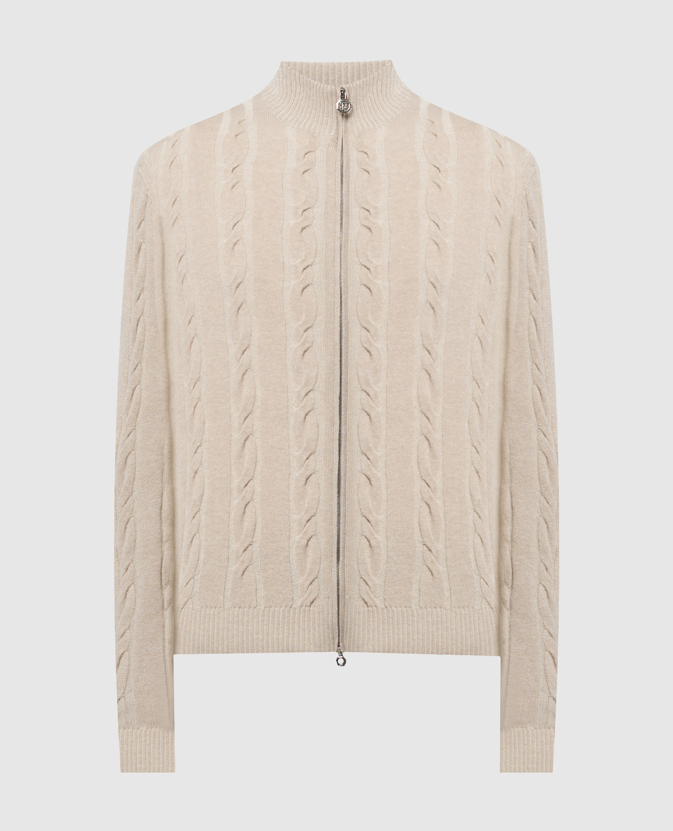 

Beige cardigan made of cashmere and silk in a textured pattern Stefano Ricci