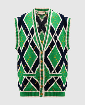 Gucci Green vest in a geometric pattern 754604XKDGP
