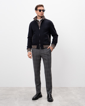Incotex Gray checked wool and cashmere trousers 1T003540934