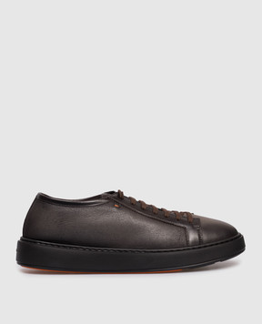 Santoni Gray leather sneakers on the farm MBCD21533NEAPECE