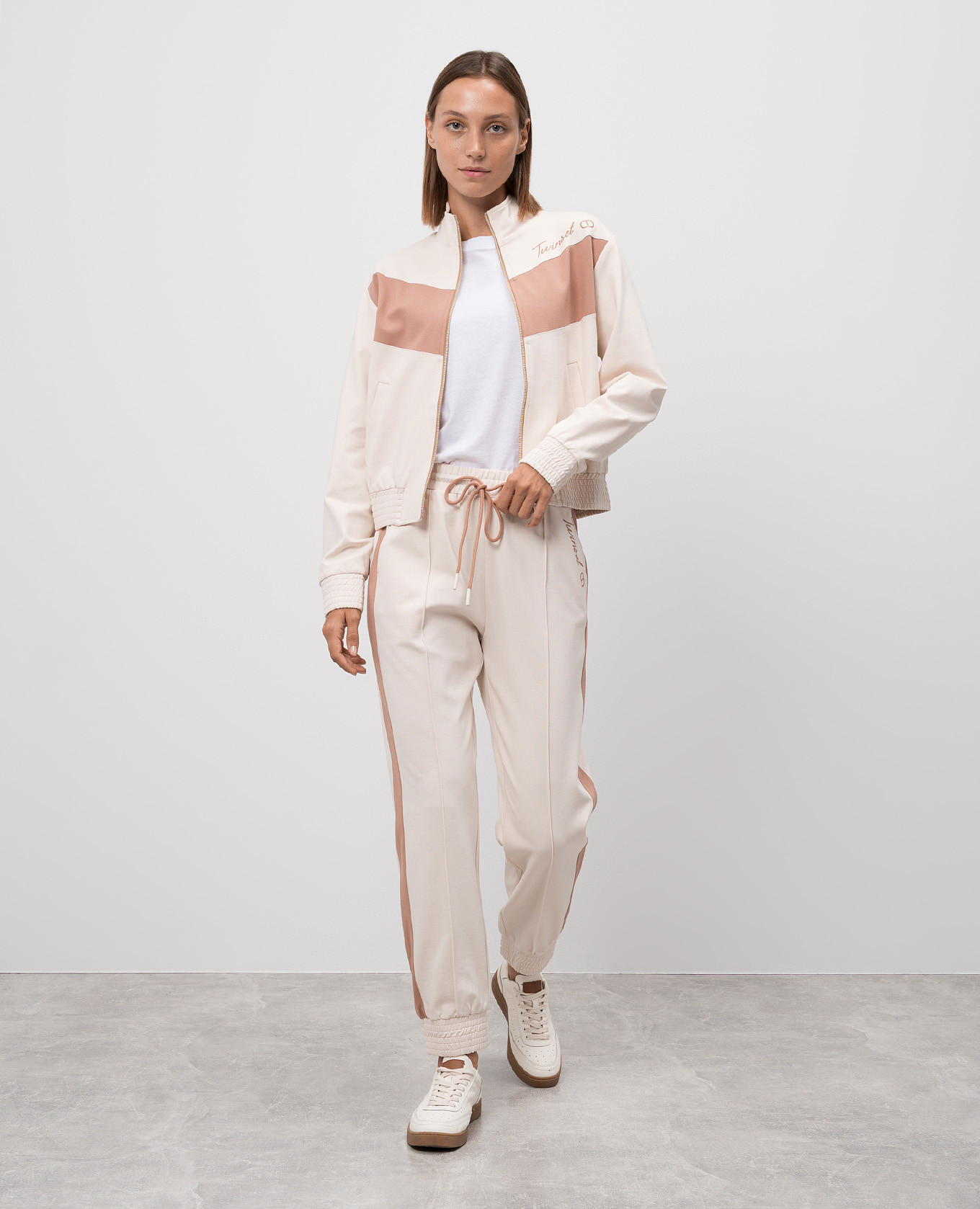 Beige sports jacket with logo print Twinset 2