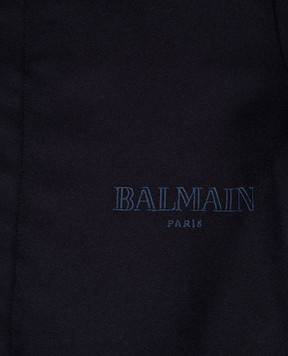 Balmain Children's blue wool shirt with logo BX5P20I02831214