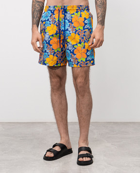 Vilebrequin Floral print swim shorts with logo MOOCB113