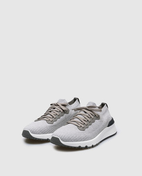 Brunello Cucinelli Grey sneakers with textured logo MZUPMBO252