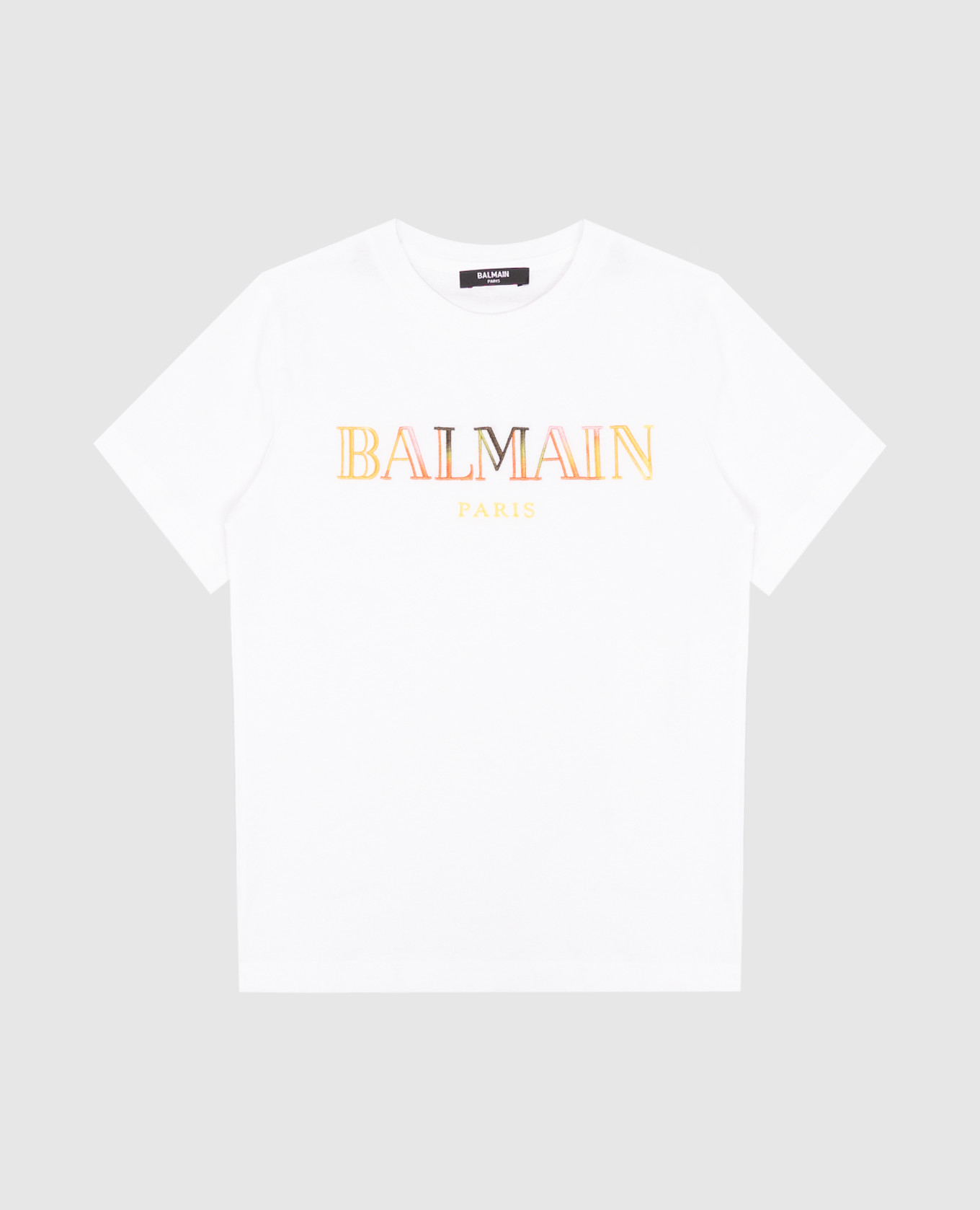 Children&#39;s white T-shirt with embroidered logo Balmain