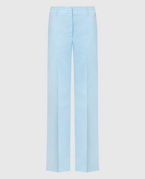Twinset Blue flared pants with metallic logo 241AP2072