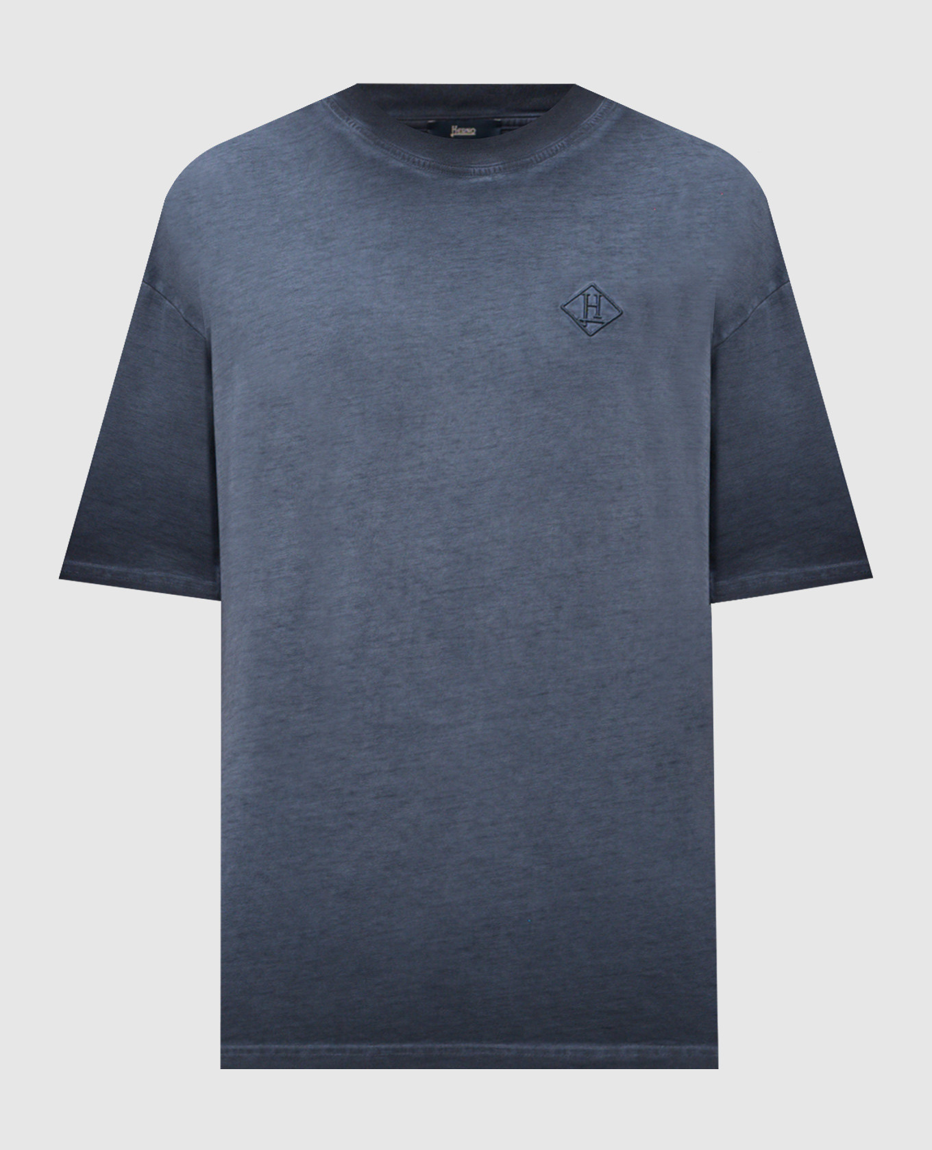 Blue T-shirt with monogram embroidery Herno
