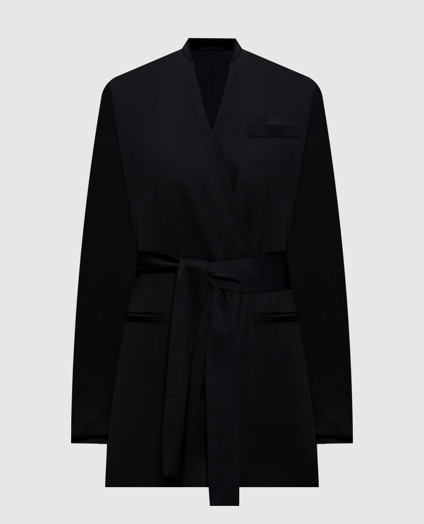 Black double-breasted wool jacket