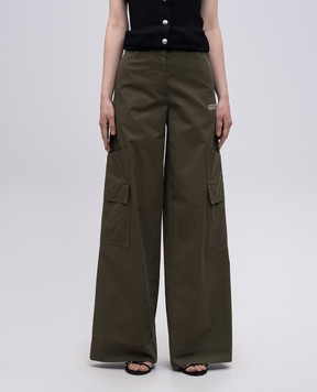 Off-White Green cargo pants with logo OWCF026S25FAB002